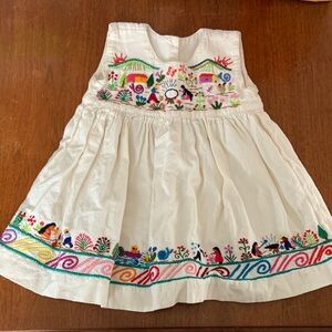 🫐3/$30 Hand Made Embroidered Cream Kids Dress size 2T